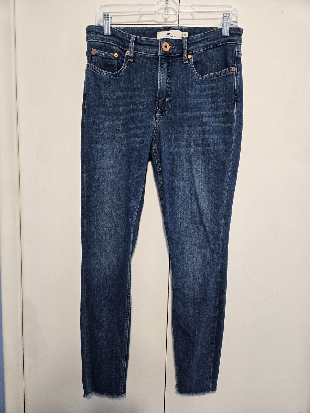 Vineyard Vines High Rise Skinny Jeans Raw Hem Stretch Denim Women's 28